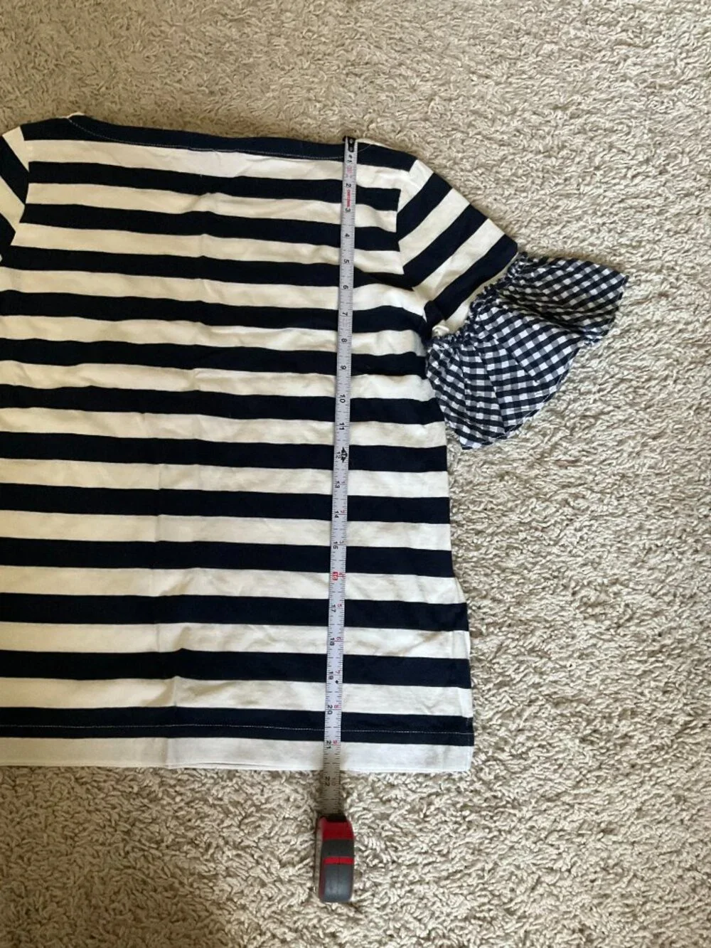 j.crew striped T-shirt with plated bell sleeves. SIZE: s. - Picture 3 of 6